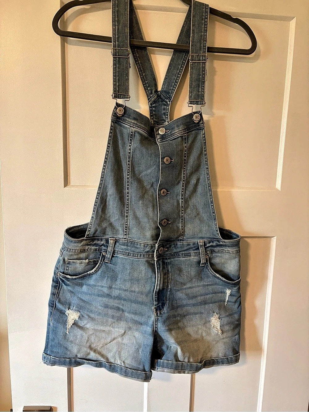 Denim Short Overalls in Blue